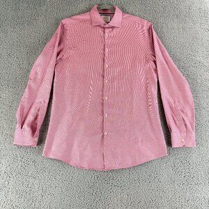 Charles Tyrwhitt Button-Up‎ Dress Shirt Mens Large Pink Extra Slim Fit Non-Iron